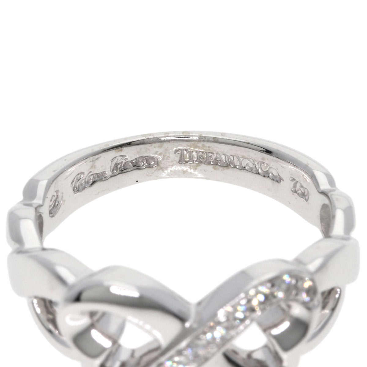 TIFFANY&Co. Double Loving Heart Diamond Ring K18 White Gold Ladies [Used]
