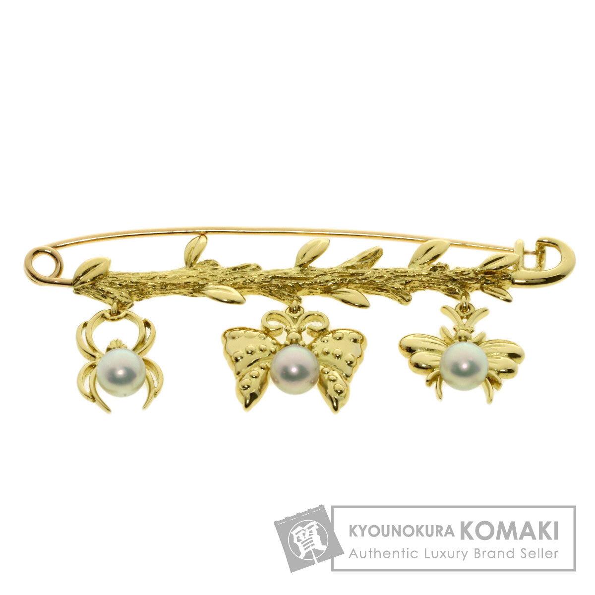 MIKIMOTO Butterfly Spider Bee Motif Pearl Pearl Brooch K18 Yellow Gold Ladies [Used]