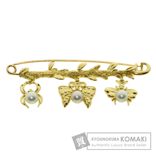 MIKIMOTO Butterfly Spider Bee Motif Pearl Pearl Brooch K18 Yellow Gold Ladies [Used]