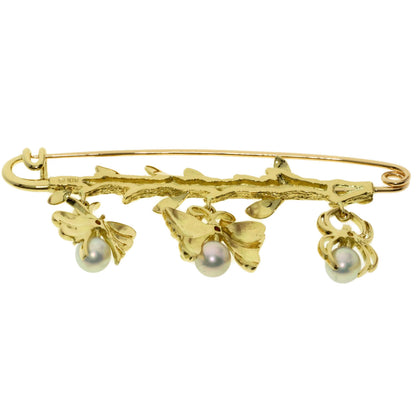 MIKIMOTO Butterfly Spider Bee Motif Pearl Pearl Brooch K18 Yellow Gold Ladies [Used]