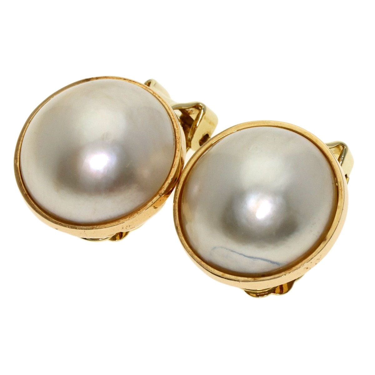 MIKIMOTO Mabe Pearl Pearl Earring K14 Yellow Gold Ladies [Used]