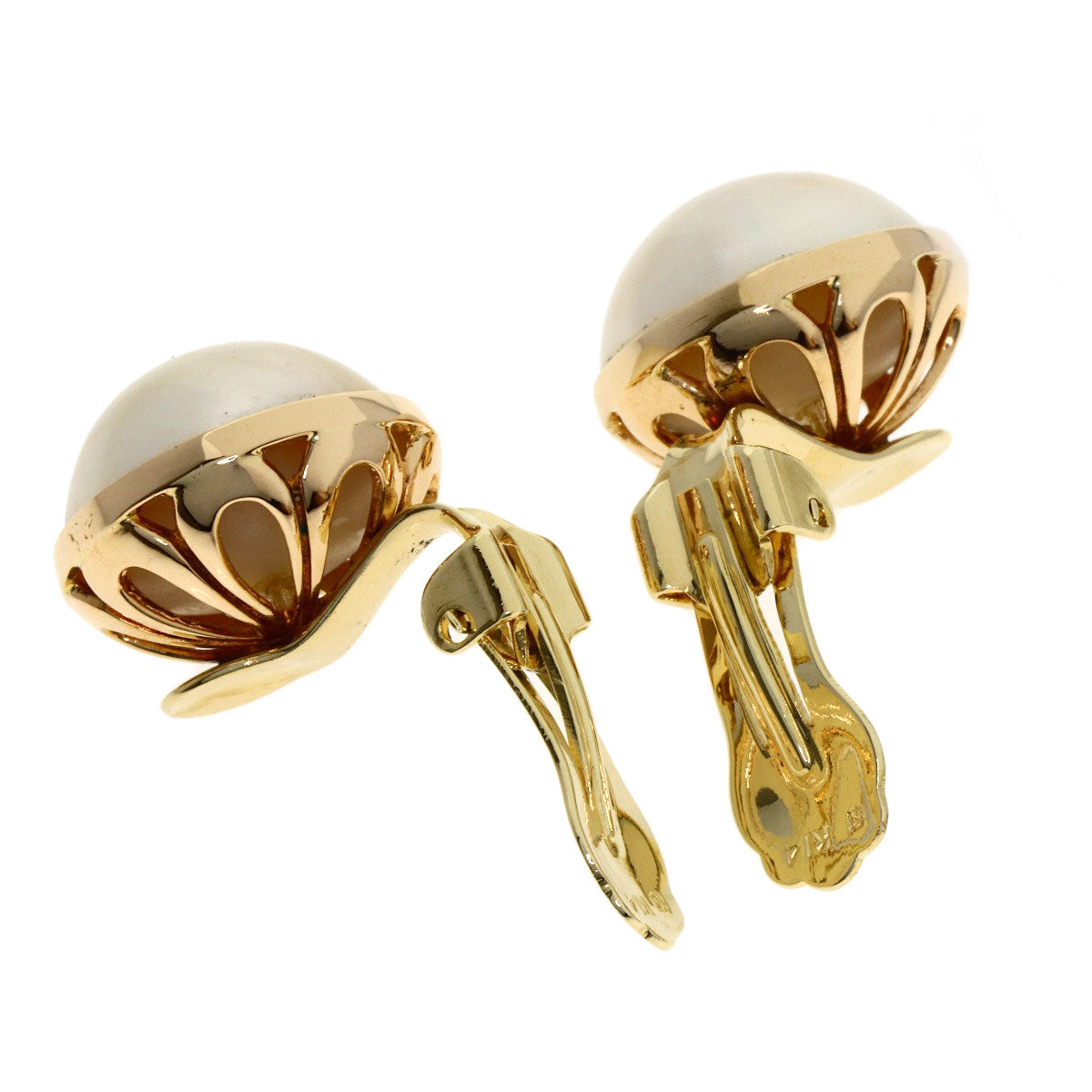 MIKIMOTO Mabe Pearl Pearl Earring K14 Yellow Gold Ladies [Used]
