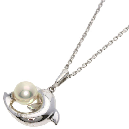 MIKIMOTO Dolphin motif Pearl Pearl Necklace K18 White Gold Ladies [Used]