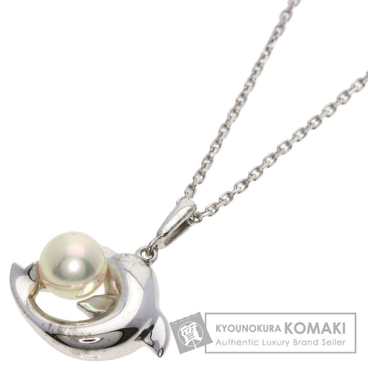 MIKIMOTO Dolphin motif Pearl Pearl Necklace K18 White Gold Ladies [Used]