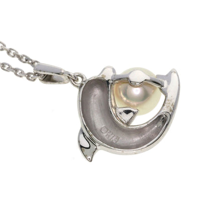 MIKIMOTO Dolphin motif Pearl Pearl Necklace K18 White Gold Ladies [Used]
