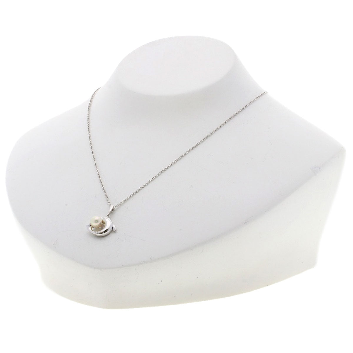 MIKIMOTO Dolphin motif Pearl Pearl Necklace K18 White Gold Ladies [Used]