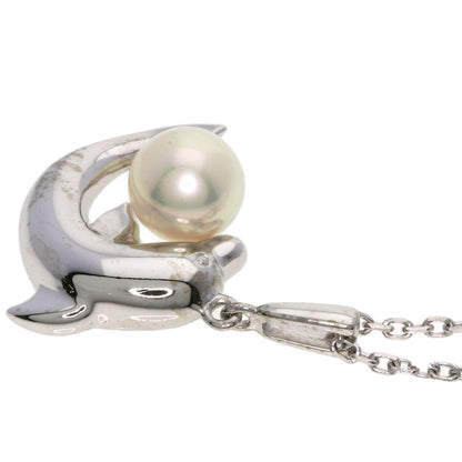MIKIMOTO Dolphin motif Pearl Pearl Necklace K18 White Gold Ladies [Used]
