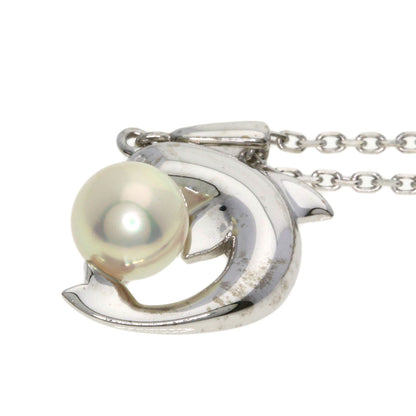 MIKIMOTO Dolphin motif Pearl Pearl Necklace K18 White Gold Ladies [Used]