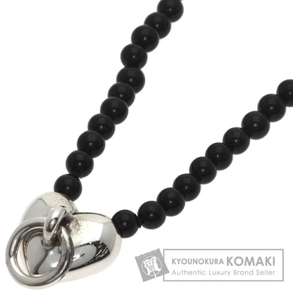 TIFFANY&Co. Heart Knock Onyx Necklace Silver Ladies [Used]