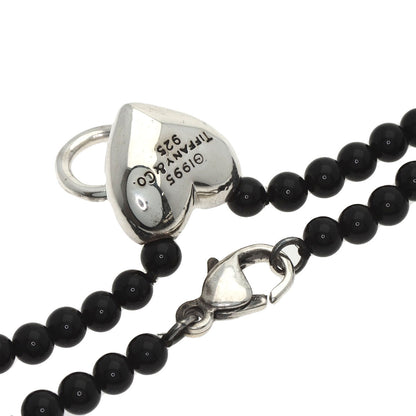 TIFFANY&Co. Heart Knock Onyx Necklace Silver Ladies [Used]