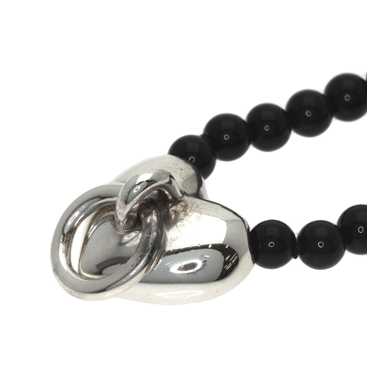TIFFANY&Co. Heart Knock Onyx Necklace Silver Ladies [Used]