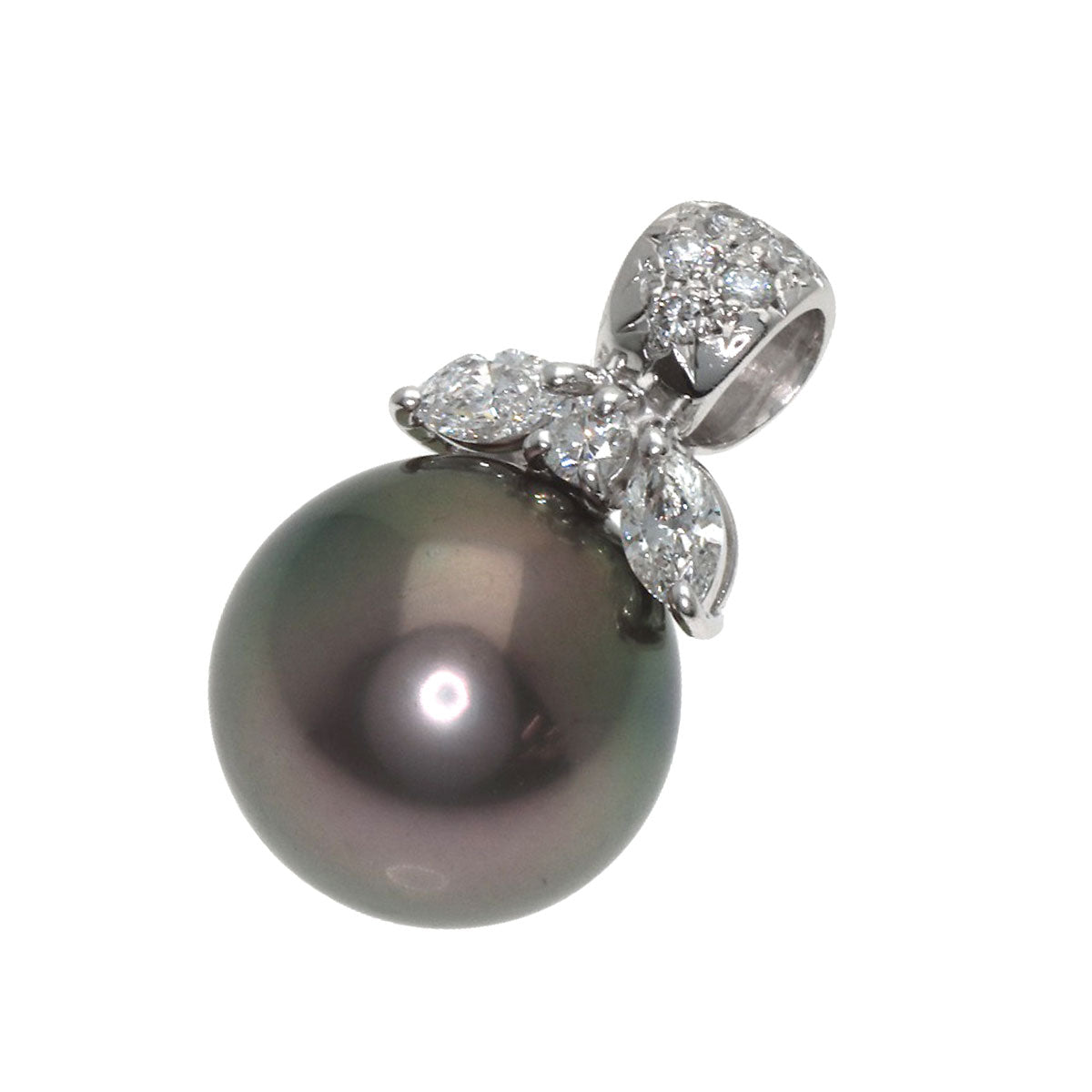 タサキ ブラックパール 真珠 ダイヤモンド ペンダントトップ プラチナPT900 レディース 【中古】【TASAKI】