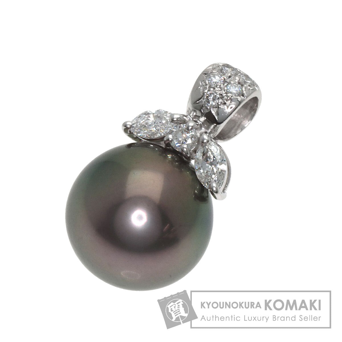 タサキ ブラックパール 真珠 ダイヤモンド ペンダントトップ プラチナPT900 レディース 【中古】【TASAKI】