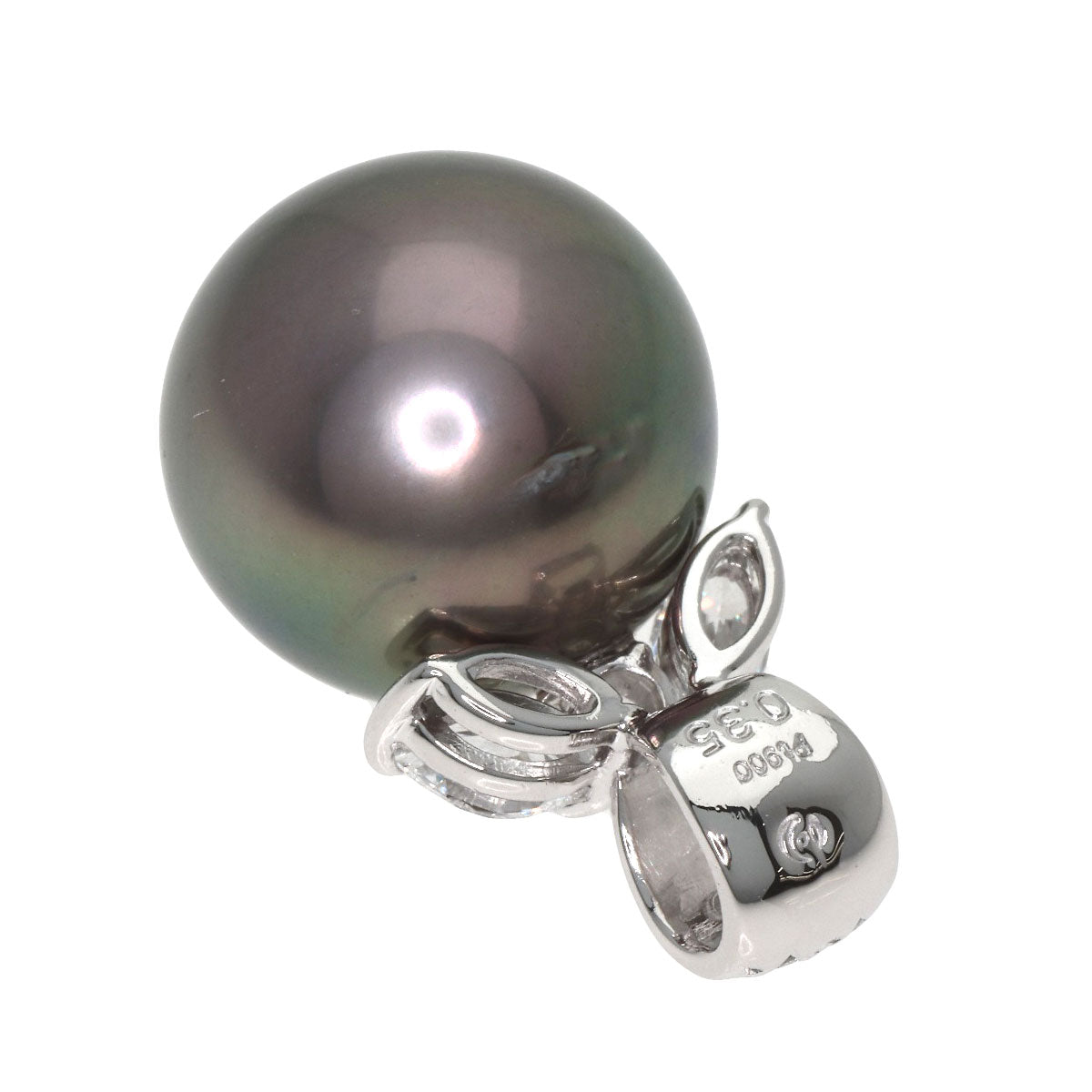 タサキ ブラックパール 真珠 ダイヤモンド ペンダントトップ プラチナPT900 レディース 【中古】【TASAKI】