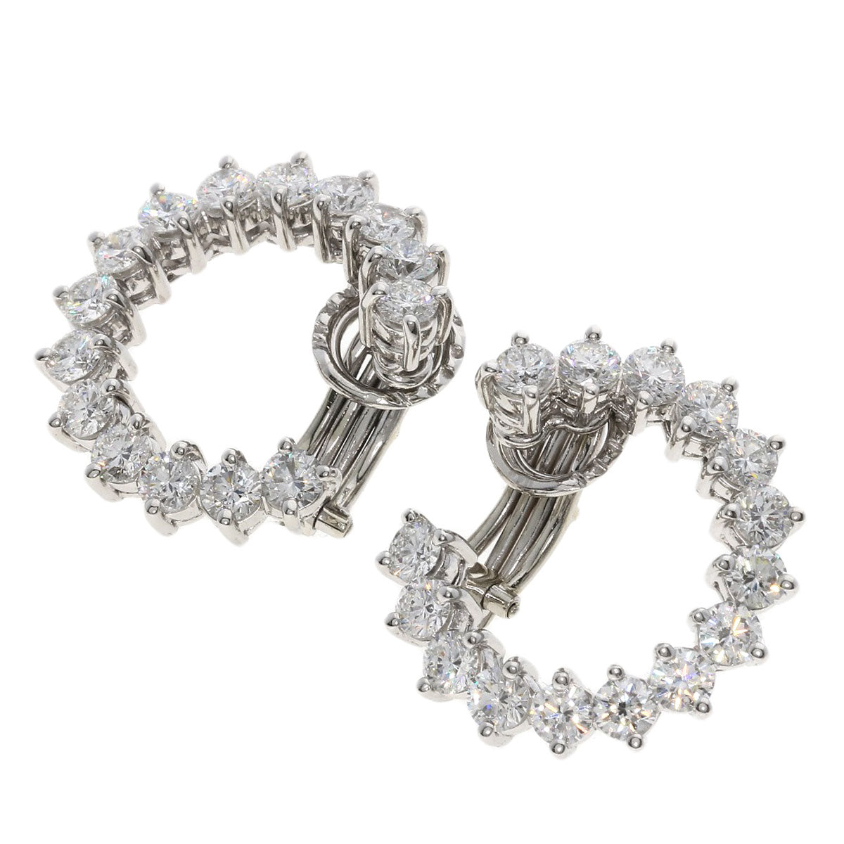 HARRY WINSTON Round Hoop Diamond Earring Platinum PT950 Ladies [Used]