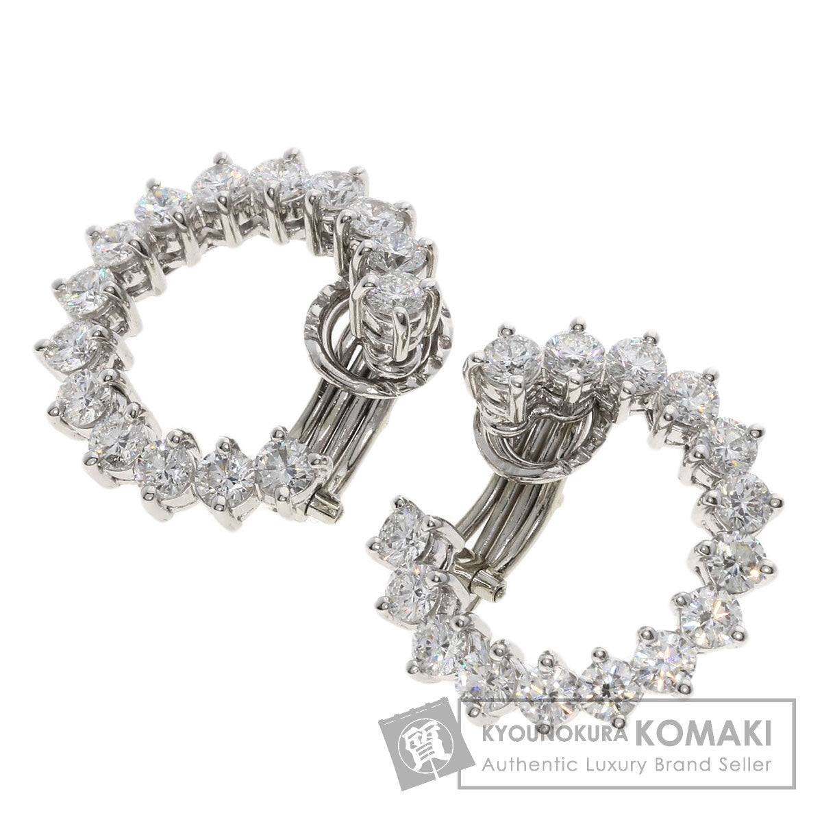 HARRY WINSTON Round Hoop Diamond Earring Platinum PT950 Ladies [Used]
