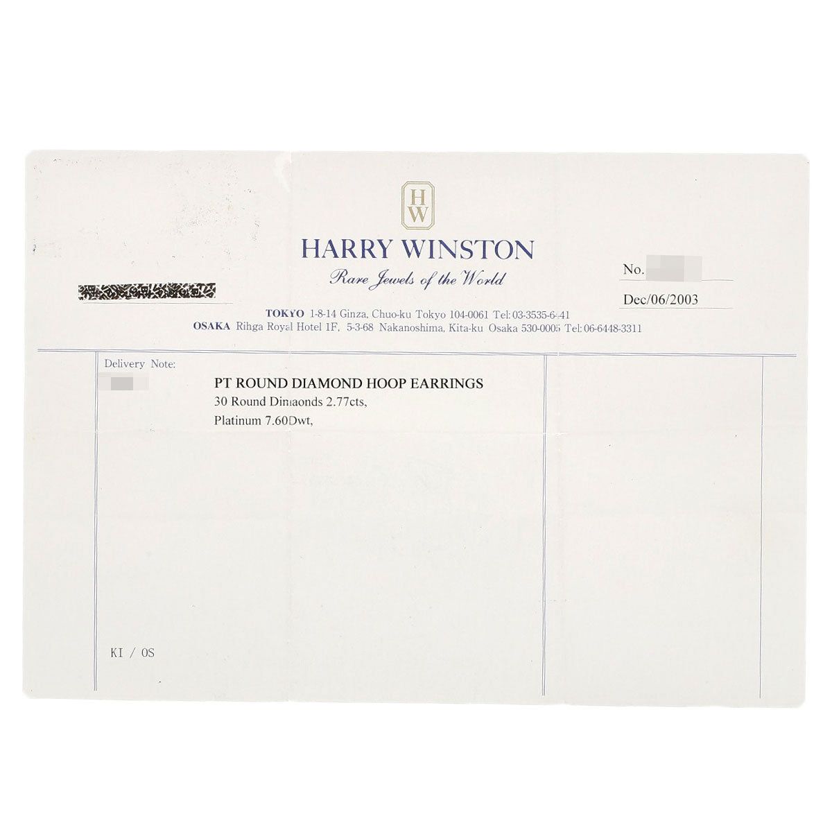 HARRY WINSTON Round Hoop Diamond Earring Platinum PT950 Ladies [Used]