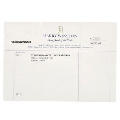 HARRY WINSTON Round Hoop Diamond Earring Platinum PT950 Ladies [Used]