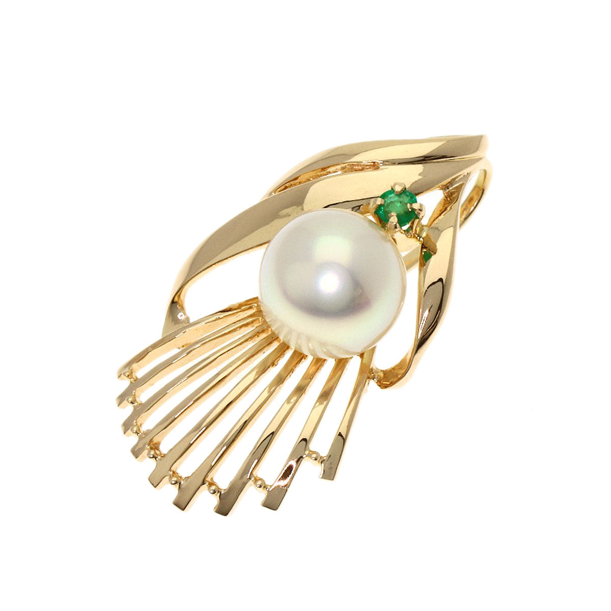 TASAKI Pearl Pearl Emerald Pendant top K14 Yellow Gold Ladies [Used]
