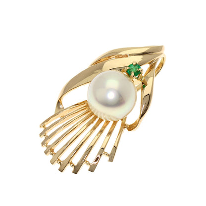 TASAKI Pearl Pearl Emerald Pendant top K14 Yellow Gold Ladies [Used]