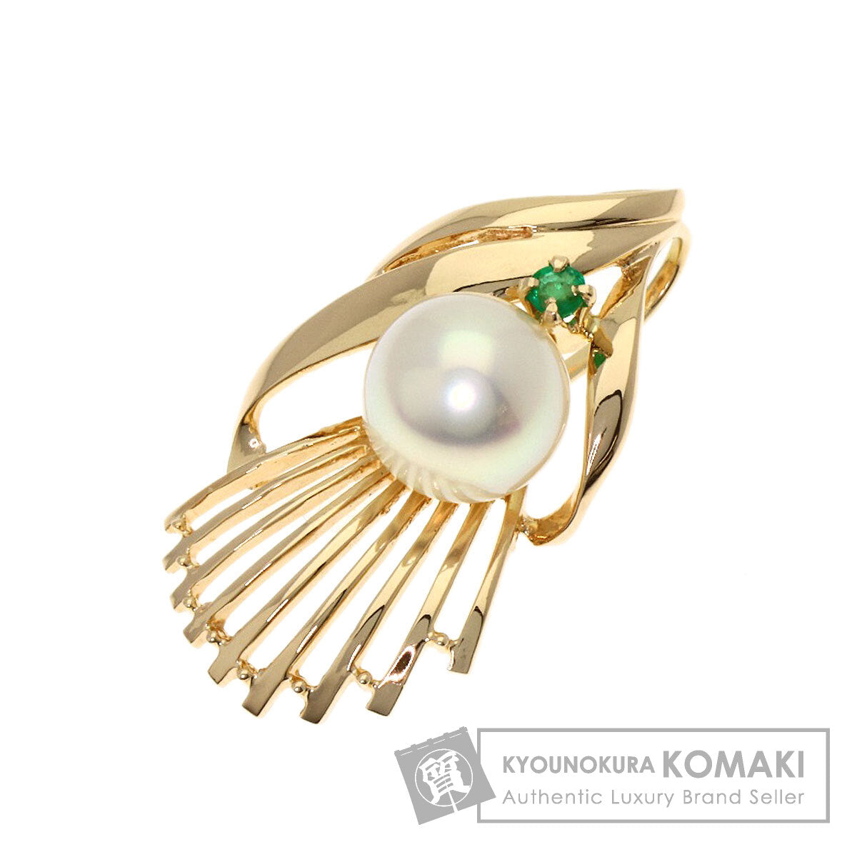 TASAKI Pearl Pearl Emerald Pendant top K14 Yellow Gold Ladies [Used]