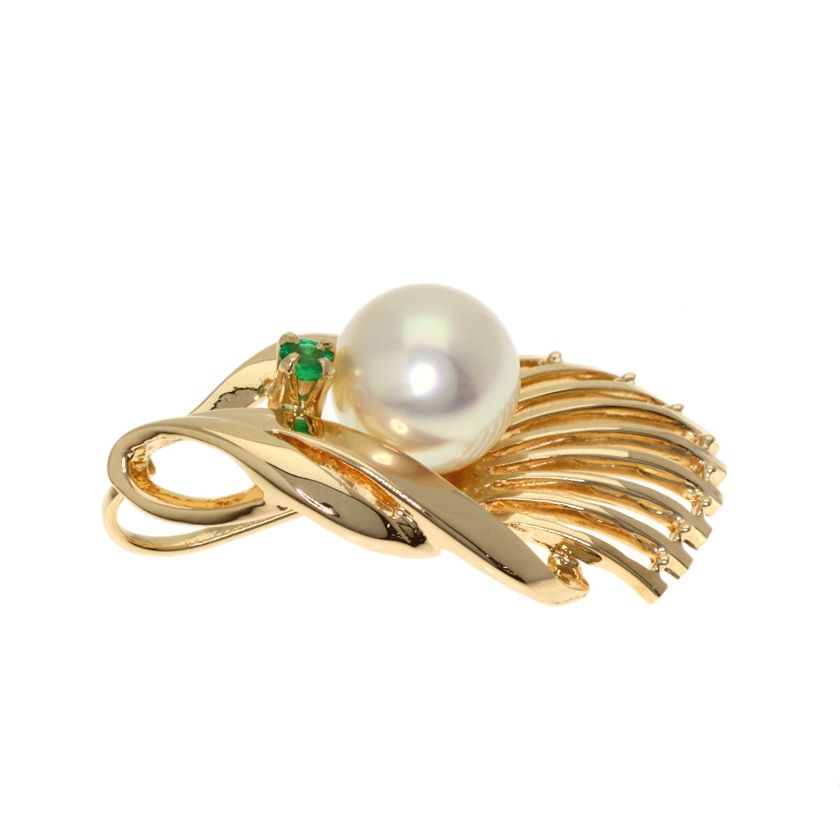 TASAKI Pearl Pearl Emerald Pendant top K14 Yellow Gold Ladies [Used]