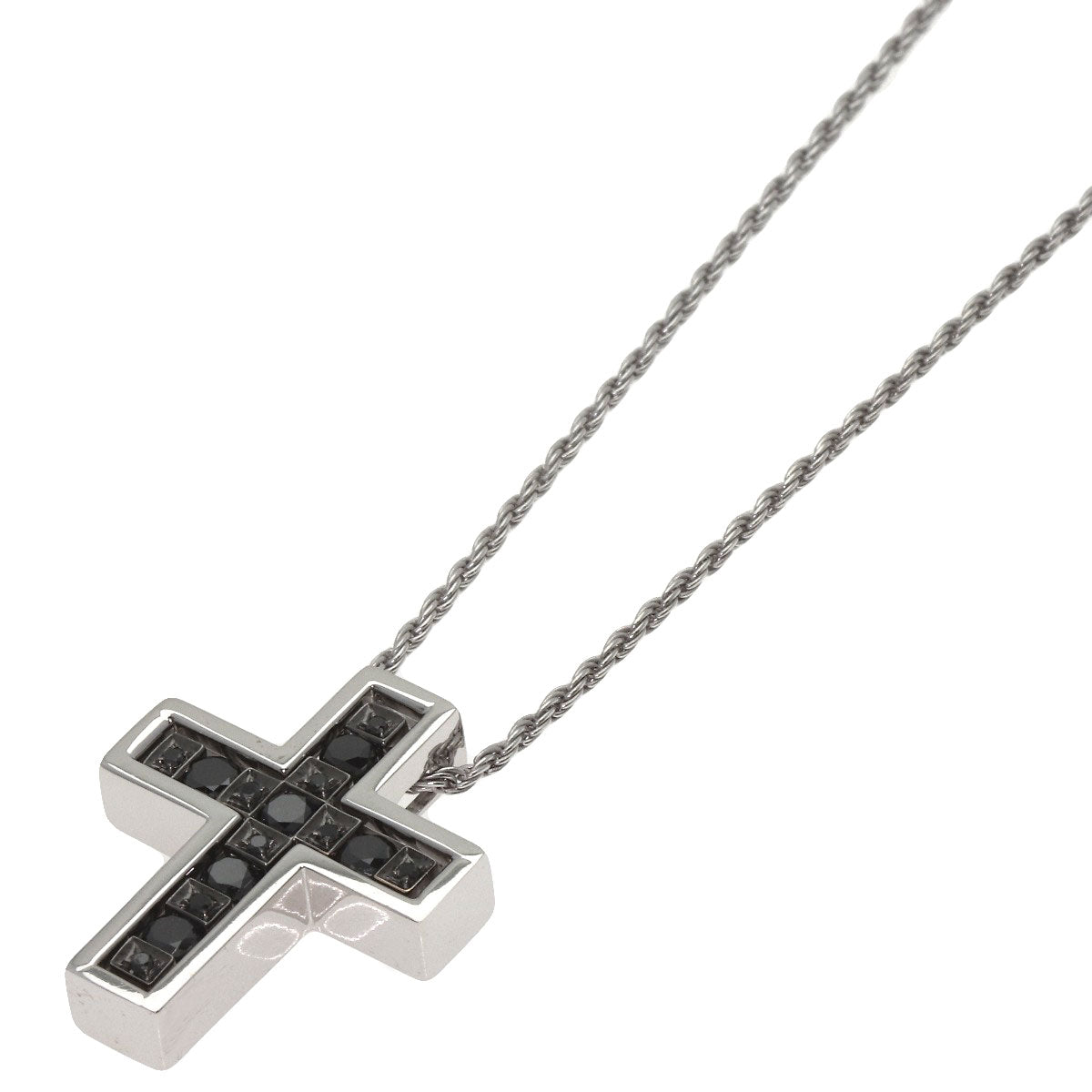 Damiani Belle Epoque Cross Motif Black Diamond Necklace K18 White Gold Ladies [Used]