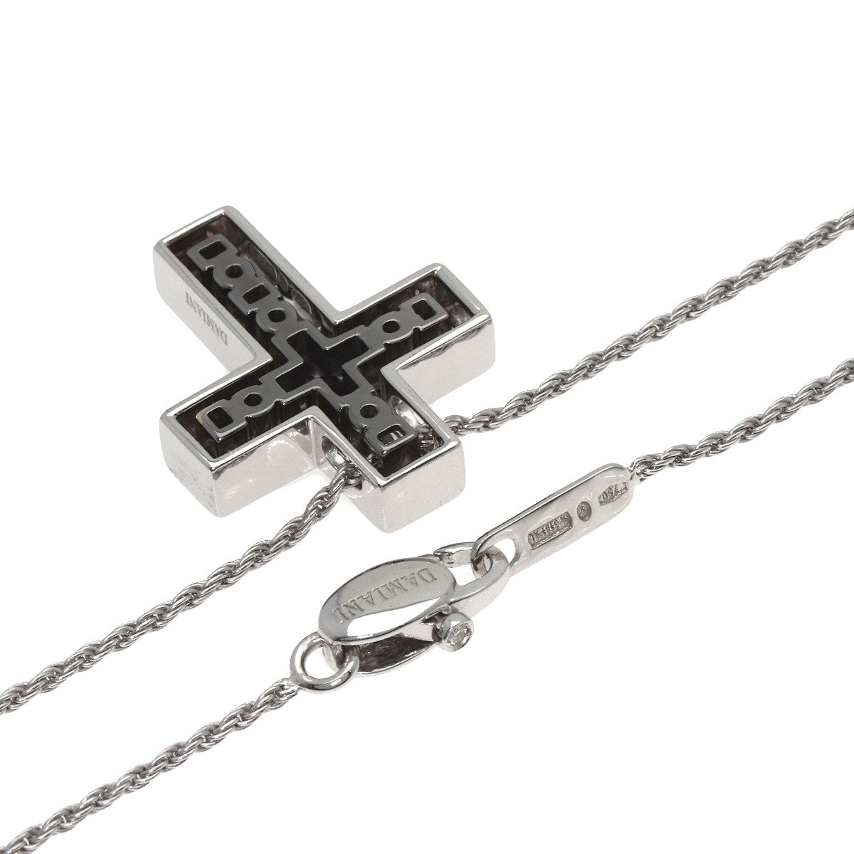 Damiani Belle Epoque Cross Motif Black Diamond Necklace K18 White Gold Ladies [Used]