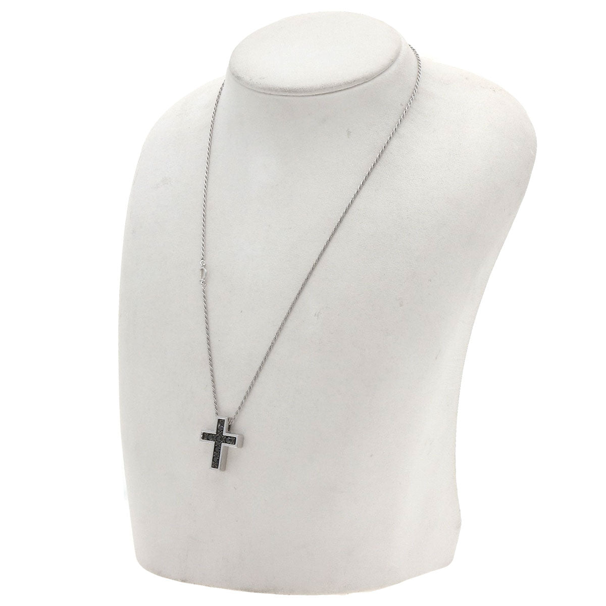 Damiani Belle Epoque Cross Motif Black Diamond Necklace K18 White Gold Ladies [Used]
