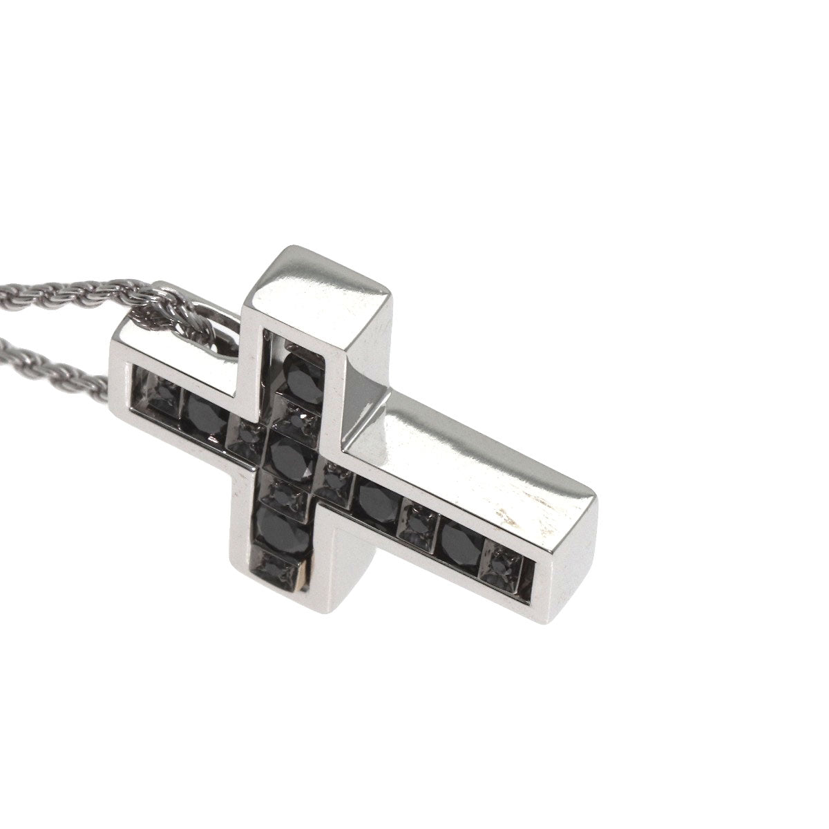 Damiani Belle Epoque Cross Motif Black Diamond Necklace K18 White Gold Ladies [Used]