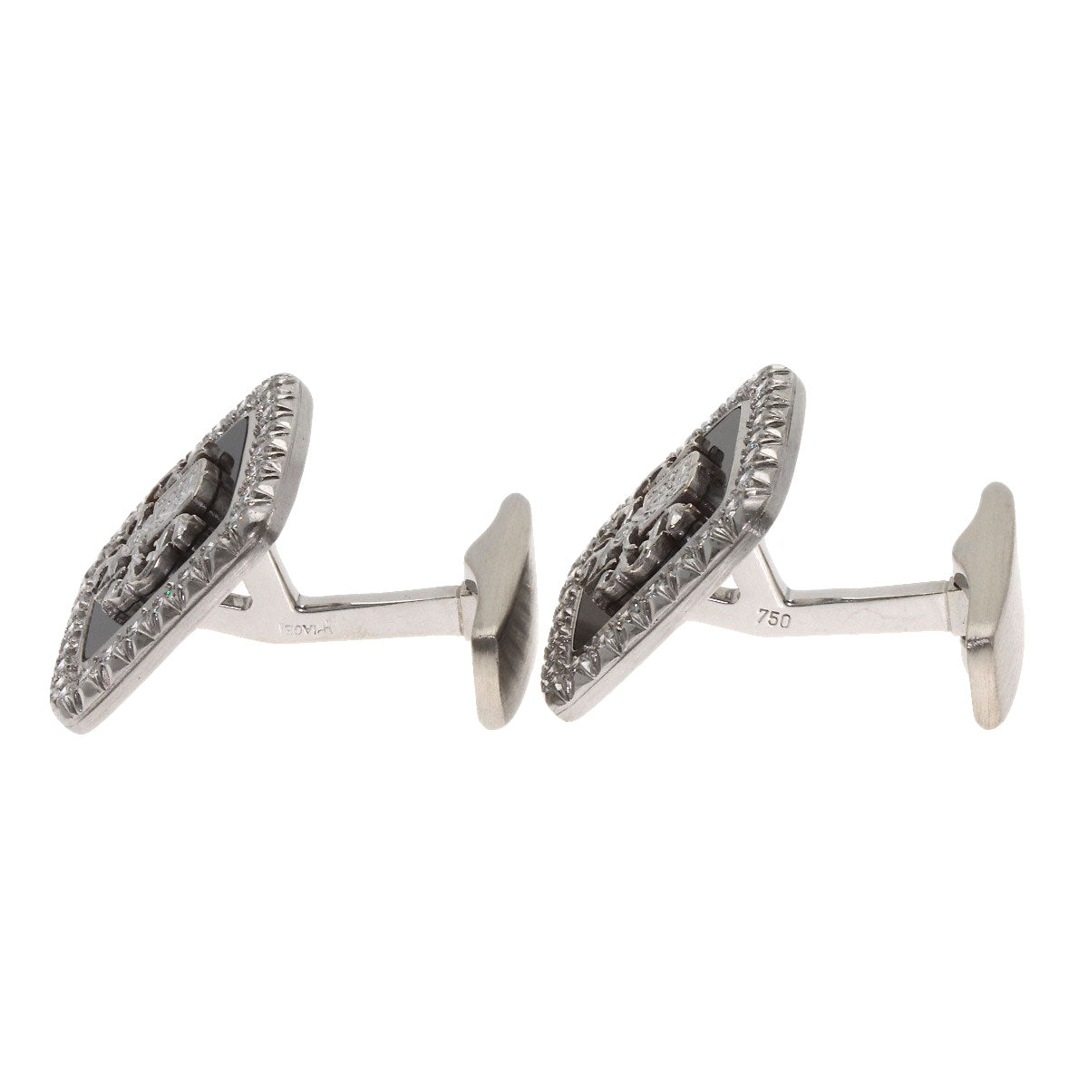 PIAGET Design Diamond Onyx cuffs K18 White Gold mens [Used]