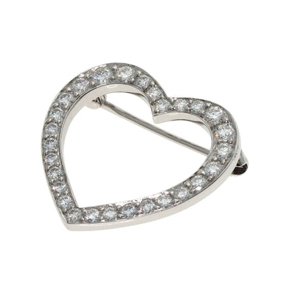 TIFFANY&Co. Open Heart Diamond Brooch Platinum PT950 Ladies [Used]