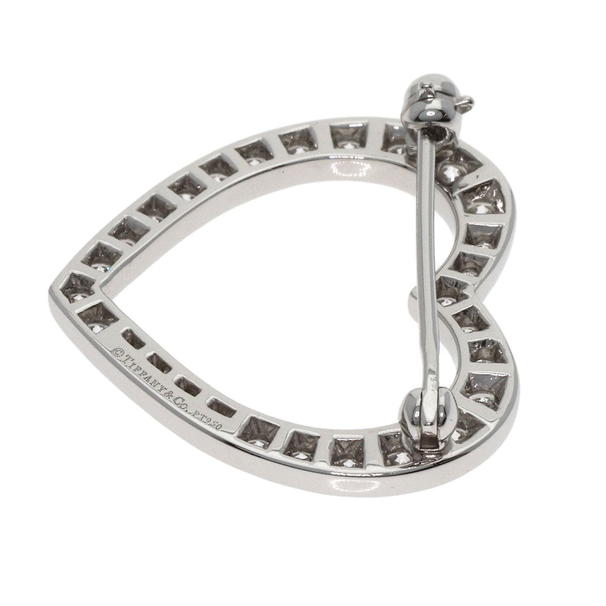 TIFFANY&Co. Open Heart Diamond Brooch Platinum PT950 Ladies [Used]