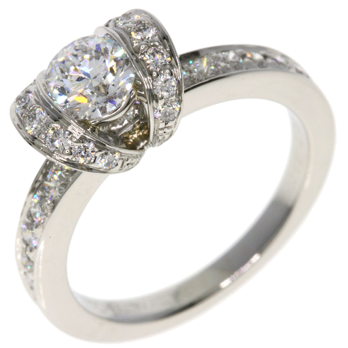 TIFFANY&Co. Ribbon Solitaire Diamond Ring Platinum PT950 Ladies [Used]