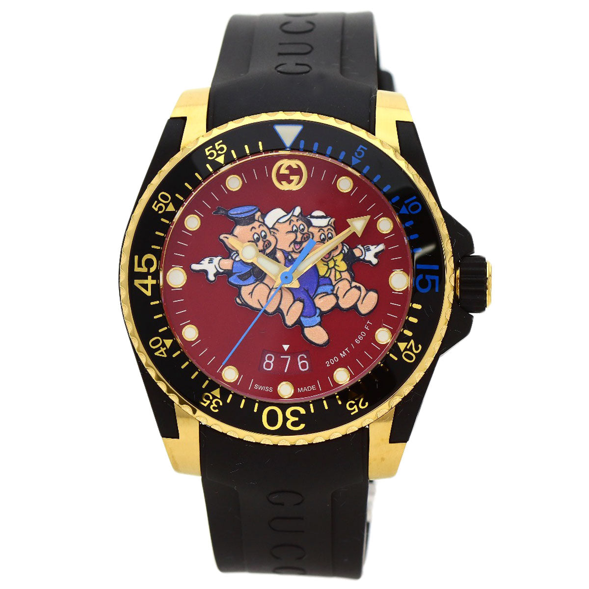 GUCCI DIVE The Three Little Pigs Watches 136.3 Gold Plated/Rubber mens