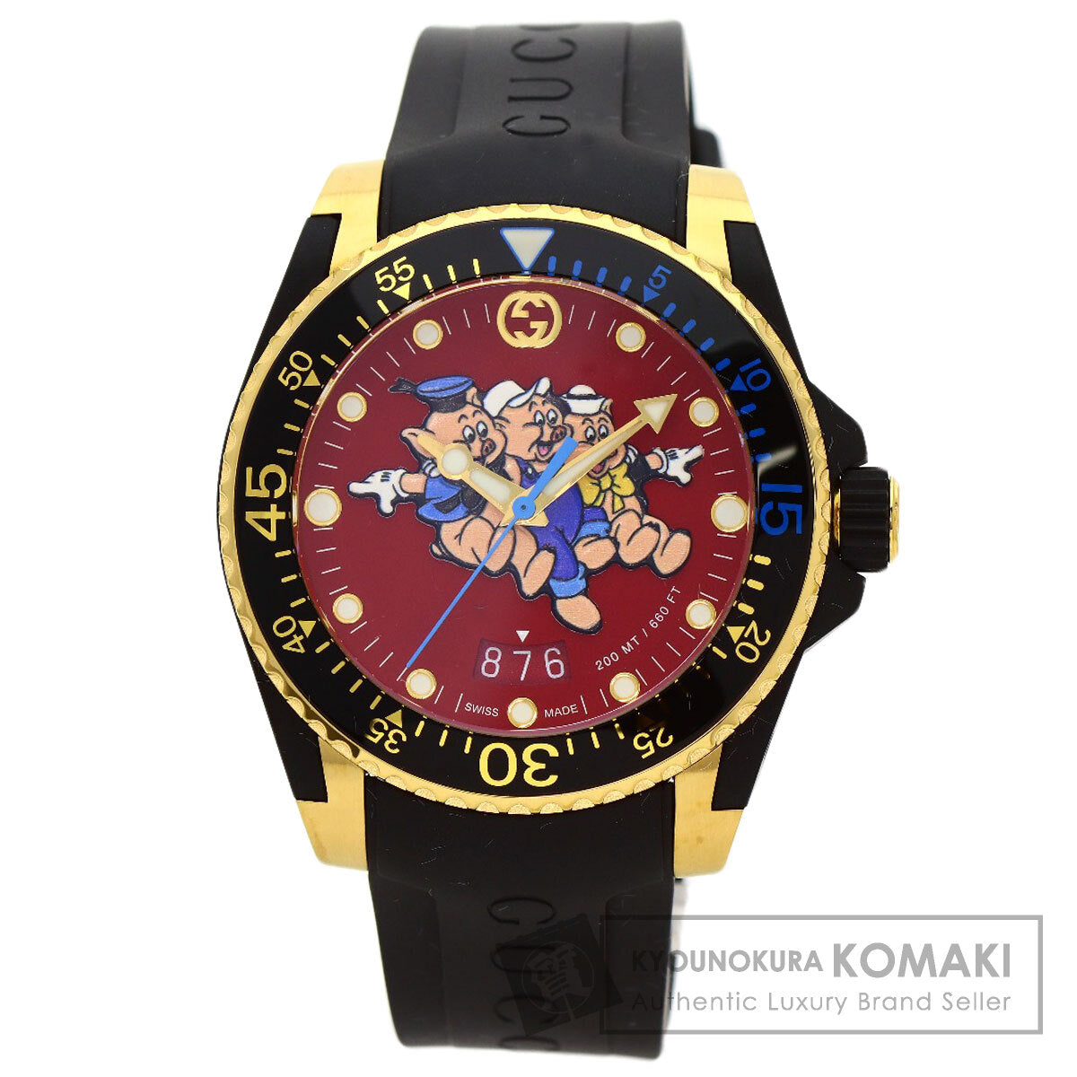 GUCCI DIVE The Three Little Pigs Watches 136.3 Gold Plated/Rubber mens