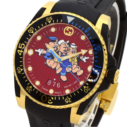 GUCCI DIVE The Three Little Pigs Watches 136.3 Gold Plated/Rubber mens
