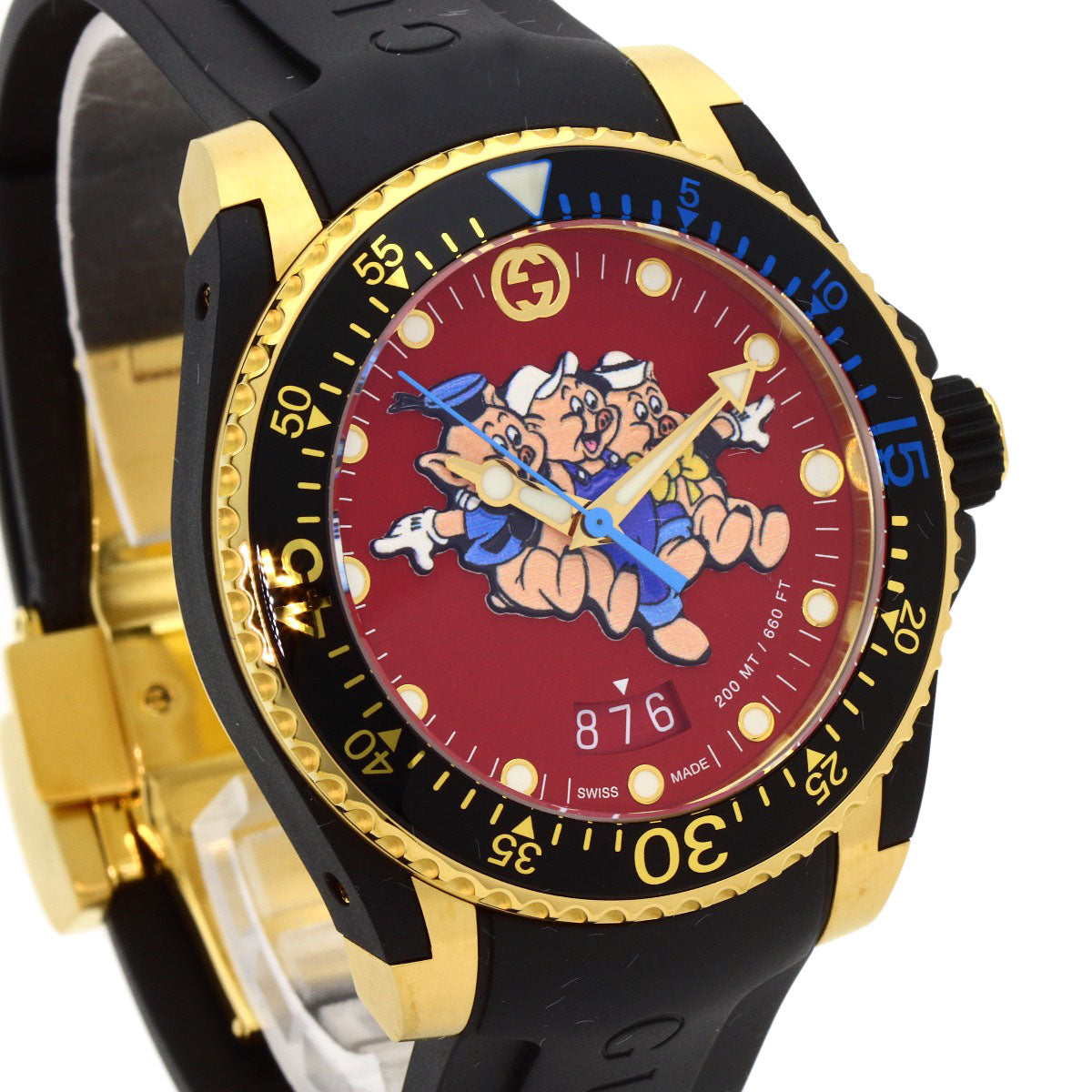 GUCCI DIVE The Three Little Pigs Watches 136.3 Gold Plated/Rubber mens