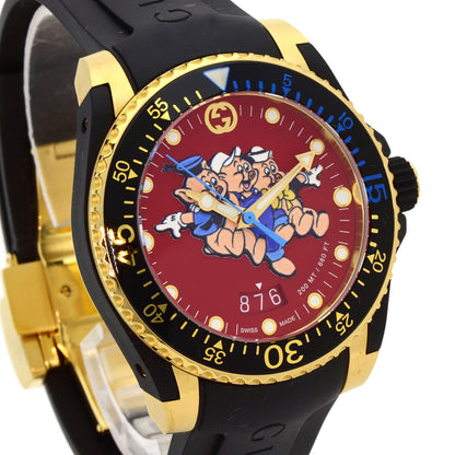 GUCCI DIVE The Three Little Pigs Watches 136.3 Gold Plated/Rubber mens