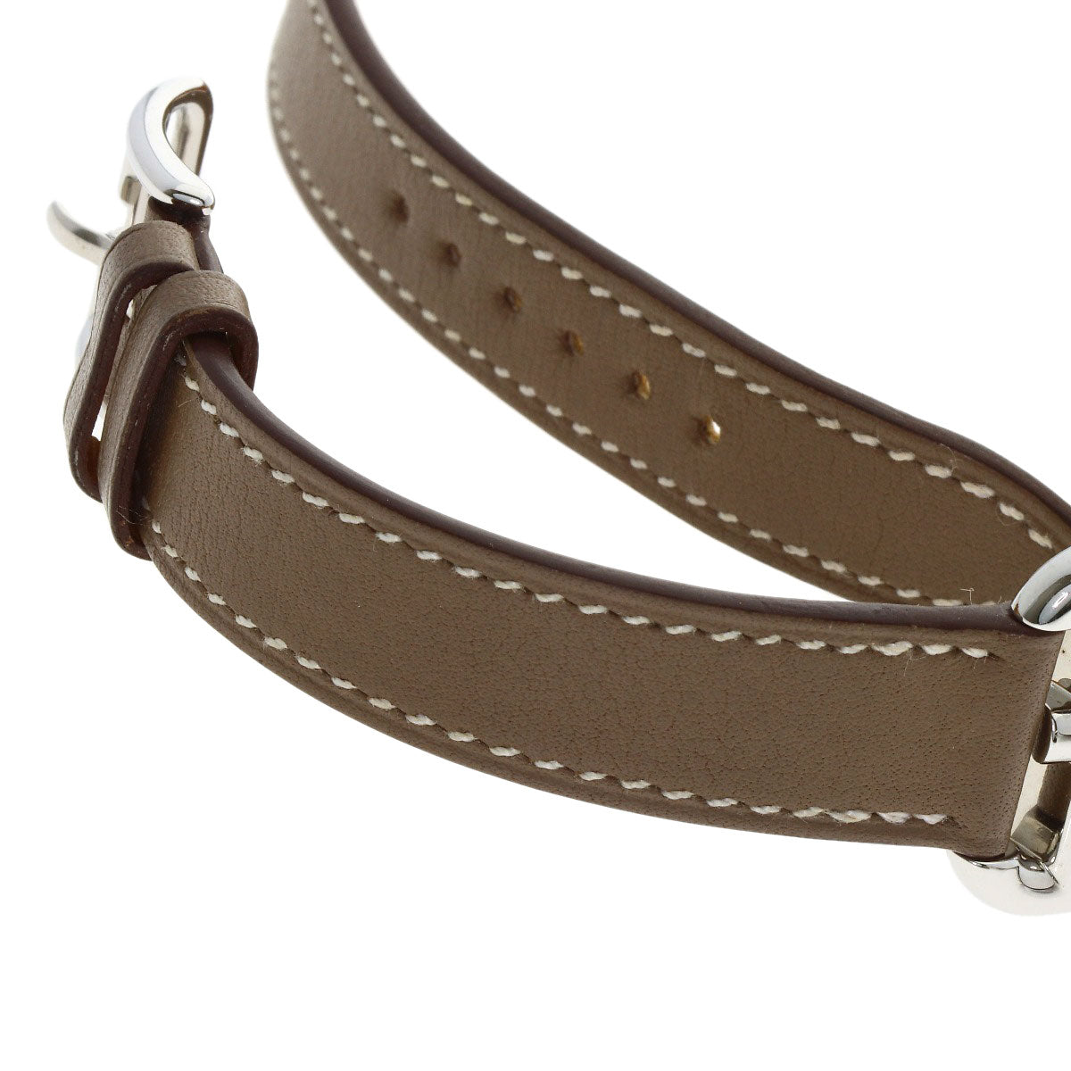 HERMES Cape Cod PM Double Tour Etoupe Watches CC1.210 Stainless Steel/Leather Ladies
