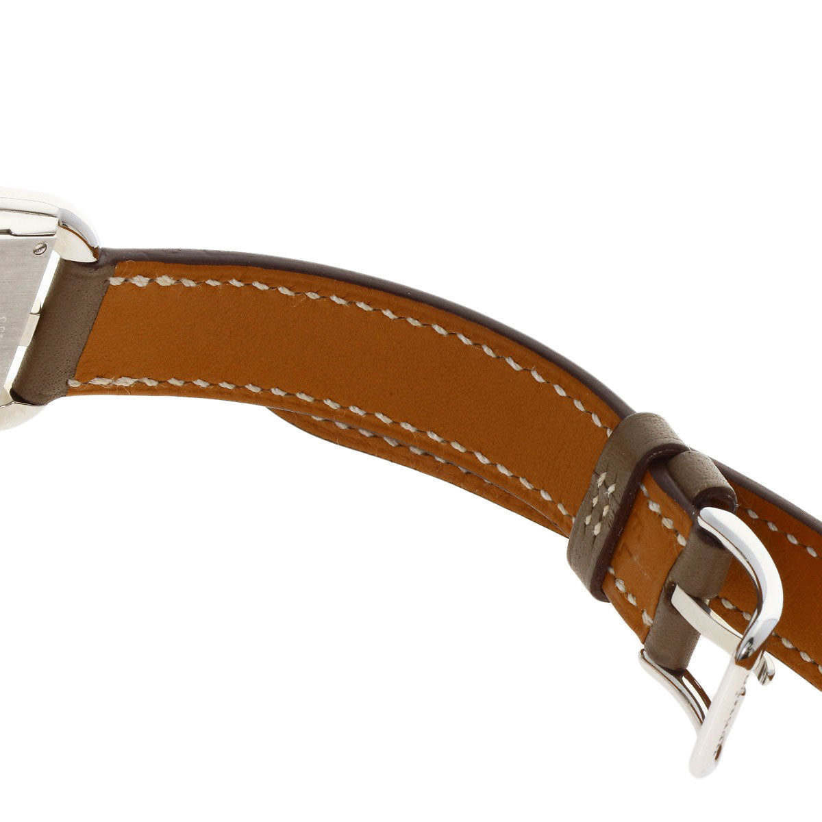 HERMES Cape Cod PM Double Tour Etoupe Watches CC1.210 Stainless Steel/Leather Ladies