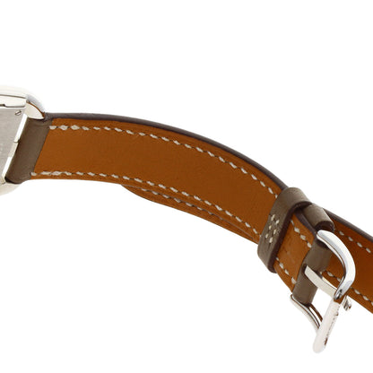 HERMES Cape Cod PM Double Tour Etoupe Watches CC1.210 Stainless Steel/Leather Ladies