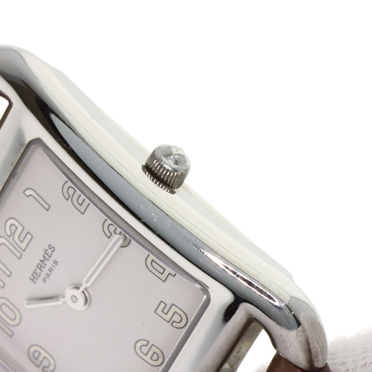 HERMES Cape Cod PM Double Tour Etoupe Watches CC1.210 Stainless Steel/Leather Ladies