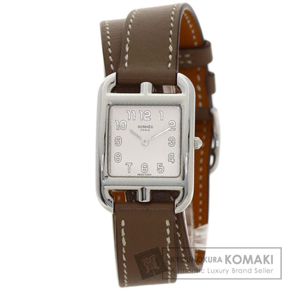 HERMES Cape Cod PM Double Tour Etoupe Watches CC1.210 Stainless Steel/Leather Ladies