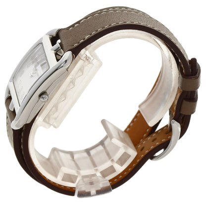 HERMES Cape Cod PM Double Tour Etoupe Watches CC1.210 Stainless Steel/Leather Ladies
