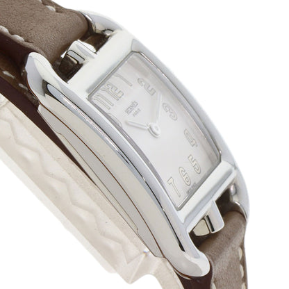 HERMES Cape Cod PM Double Tour Etoupe Watches CC1.210 Stainless Steel/Leather Ladies