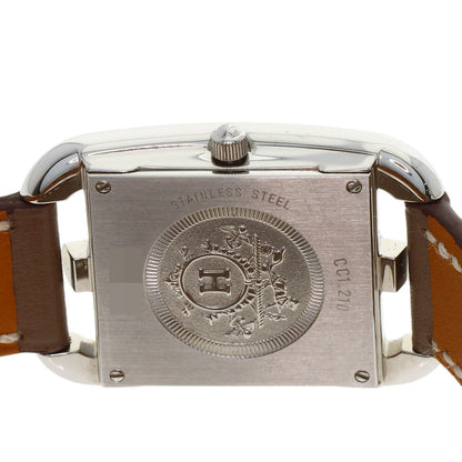 HERMES Cape Cod PM Double Tour Etoupe Watches CC1.210 Stainless Steel/Leather Ladies