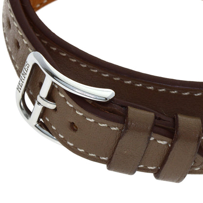 HERMES Cape Cod PM Double Tour Etoupe Watches CC1.210 Stainless Steel/Leather Ladies