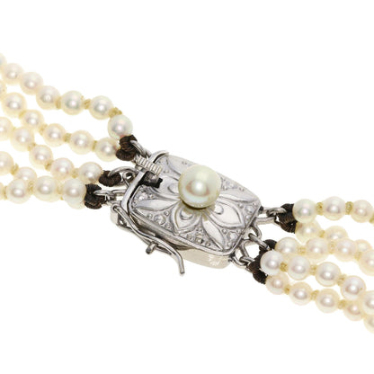 MIKIMOTO 5-strand baby pearl Necklace K14 White Gold Ladies [Used]