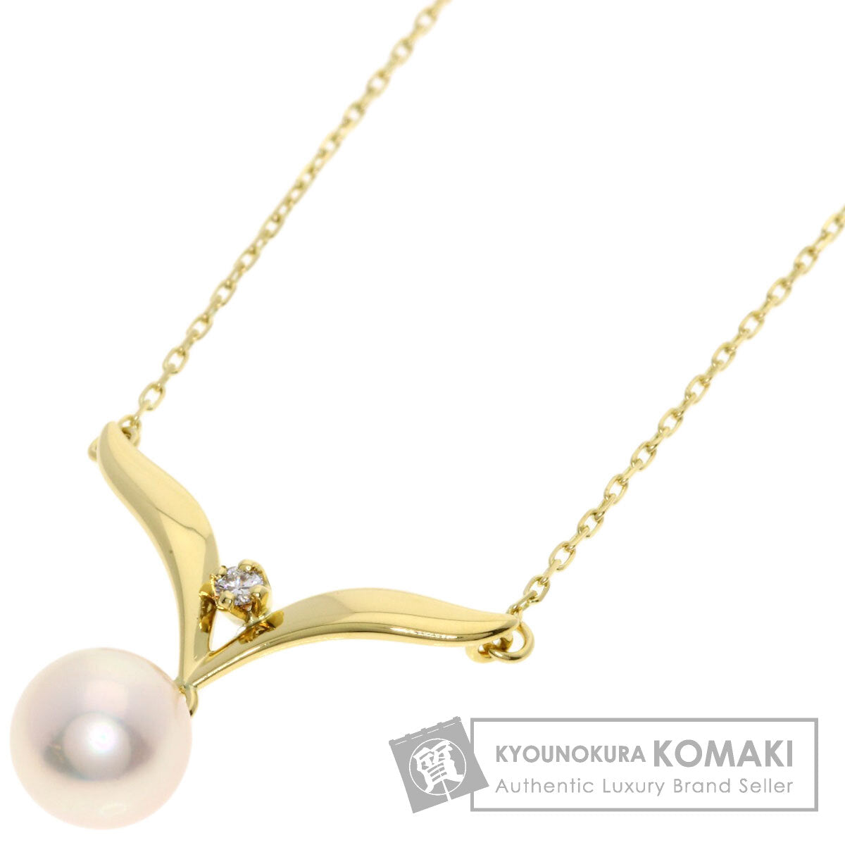MIKIMOTO Pearl Pearl Diamond Necklace K18 Yellow Gold Ladies [Used]